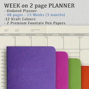 Week on 2 Pages Planner, Purple, Traveller&#39;s Notebook - 12 colours, Fountain Pen Paper, Clairefontaine.