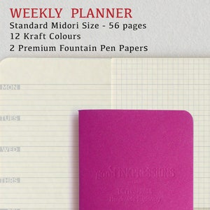 Weekly Planner, Fuchsia, Traveller&#39;s Notebook - 12 colours, Fountain Pen Paper