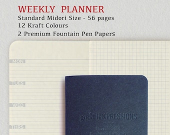 Wochenplaner Navy Blue, Traveller's Notebook -12 Farben - Füllfederhalter, Regular A5 Personal, clairefontaine Papier - Splendorgel