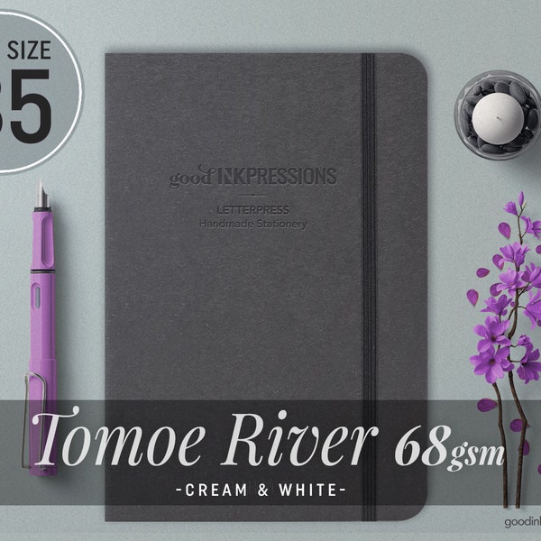 B5 - TOMOE RIVER 68 g/m² - Crema y blanco - 140 páginas - Apto para pluma estilográfica - Cuadrícula de puntos, Rayado, Gráfico, Liso.
