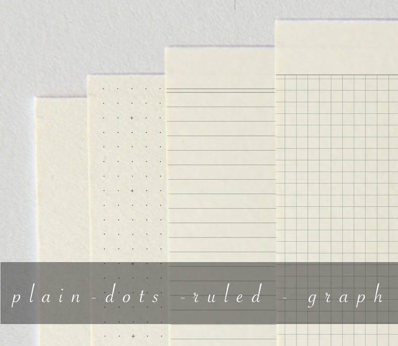 Peut inclure: Quatre types de papier diff&eacute;rents&nbsp;: uni, &agrave; points, lign&eacute; et quadrill&eacute;. Le papier est blanc cass&eacute; et pr&eacute;sente une texture subtile.