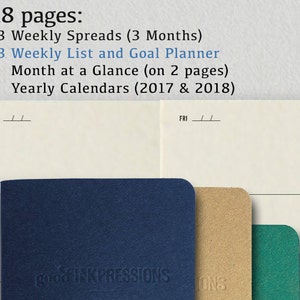 Week on 2 Pages Planner, Navy Blue -12 colours - Fountain Pen,  Regular A5 Wide B6 Slim Personal, Clairefontaine SplendorGel