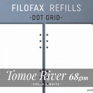 RICARICHE FILOFAX 80 fogli - TOMOE River 68gsm - Crema e Bianco - Carta per penna stilografica - B5- A5- Personale- Tascabile