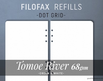 FILOFAX REFILLS 80 vellen - TOMOE River 68gsm - Crème & Wit - Vulpenpapier - B5- A5- Persoonlijk- Zak