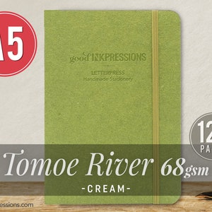 120 pg TOMOE RIVER CREAM 68gsm Notebook - Xmas Gift - A5 - Fountain Pen Friendly  - Extra Durable Construction
