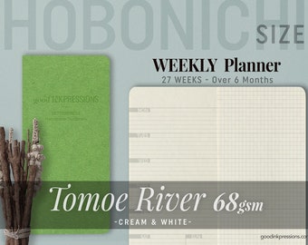 HOBONICHI Weeks Size - TOMOE River 68gsm - WEEKLY Planner - Week on One Page - Traveler's Notebook - 13 colours - Fountain Pen Paper