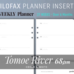 FILOFAX - TOMOE River 68gsm WEEKLY Planner, Week on Two Pages, Fountain Pen Paper