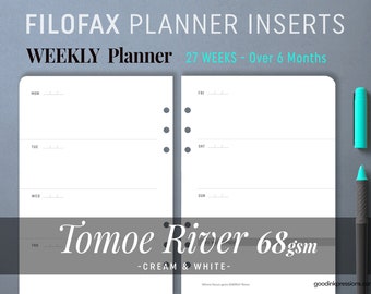 FILOFAX - TOMOE River 68gsm WEEKLY Planner, Week on Two Pages, Fountain Pen Paper