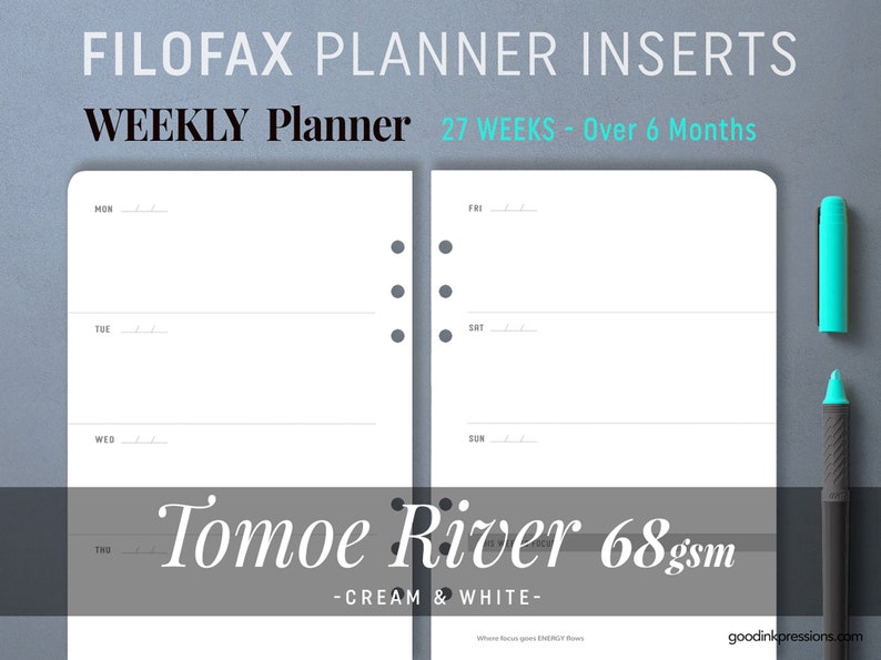 FILOFAX TOMOE River 68gsm WEEKLY Planner, Week on Two Pages, Fountain Pen Paper image 1