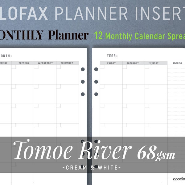 FILOFAX - TOMOE River 68gsm MONATLICHER Planer, Füllfederhalterpapier