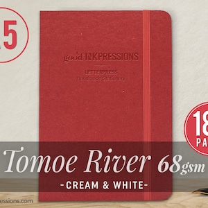 A5 - TOMOE RIVER 68gsm - 180 pgs. - Cream & White -Fountain Pen Friendly  - Extra Durable Construction