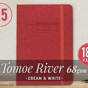 A5 - TOMOE RIVER 68gsm - 180 s. - Creme & Weiß - Füllfederhalter freundlich - extra langlebige Konstruktion