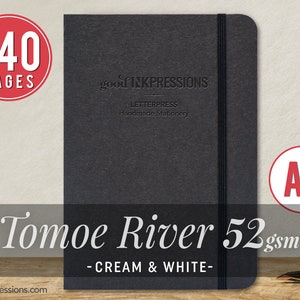 A5 - TOMOE RIVER 52 gsm - 240 pagine - Crema e bianco - Adatto a penne stilografiche - Struttura extra resistente
