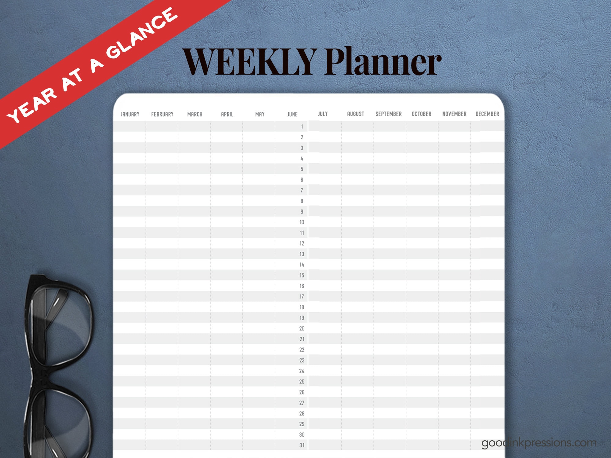 Tomoe River 68gsm ONE YEAR Weekly Planner, Week on Two Pages, Fountain ...