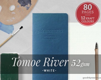 80 Pages- Tomoe River White 52 gsm, Midori Inserts - Scrapbooking- Fountain Pen - Dots -