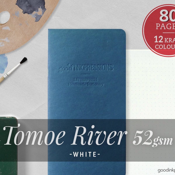 80 Pages- Tomoe River White 52 gsm, Midori Inserts - Scrapbooking- Fountain Pen - Dots -