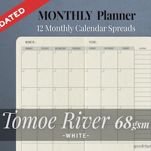 Agenda mensile Tomoe River White 68 gsm - Inserti TN - Quaderni e agende - Scrapbooking - Carta per penna stilografica - 10 formati - 13 colori