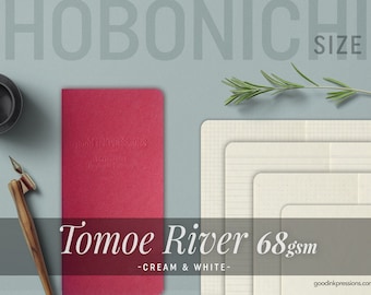 HOBONICHI wekengrootte - 120 pagina's - TOMOE RIVER 68gsm, crème & wit, Midori Inserts - Scrapbooking- Vulpen