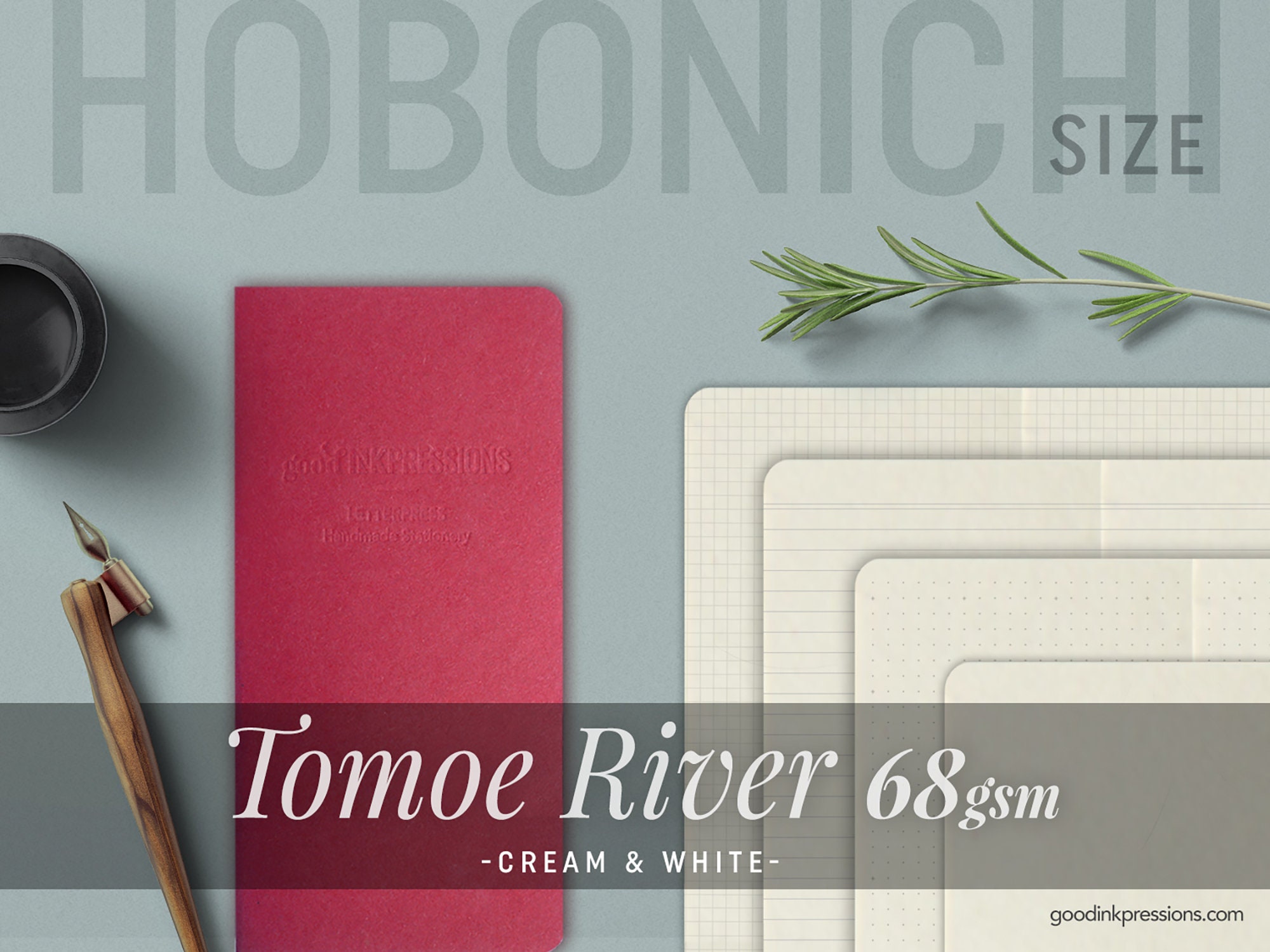 HOBONICHI Weeks Size - 120 Pages - TOMOE RIVER 68gsm, Cream & White, Midori  Inserts - Scrapbooking- Fountain Pen