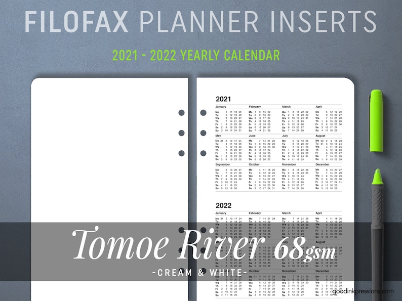 FILOFAX TOMOE River 68gsm MONATLICHER Planer, Füllfederhalterpapier Bild 2