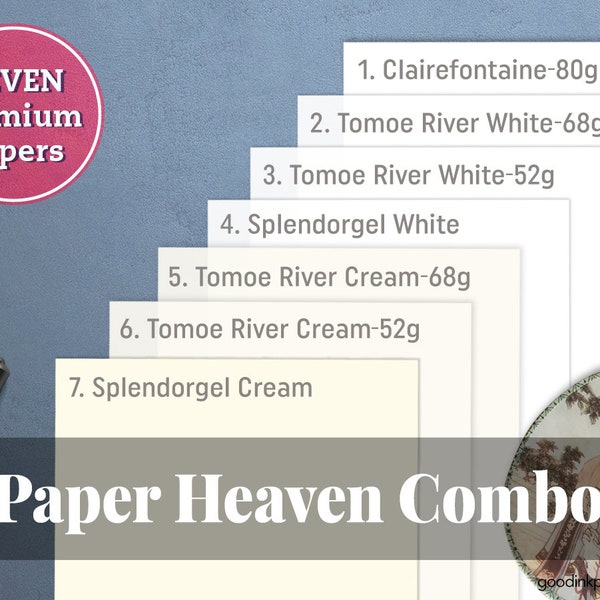 Paper Heaven Combo, Seven Premium Papers, Clairefontaine + Tomoe River White + Tomoe River Cream + Splendorgel  - Traveller's Notebook