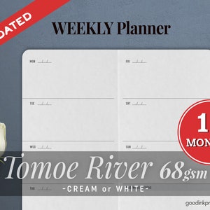 TOMOE River 68gsm ONE YEAR Weekly Planner, Week on Two Pages,  Tn Fountain Pen Paper
