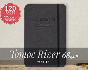 120pg TOMOE RIVER WHITE 68gsm Notebook - Perfect cadeau - iPad Mini-formaat - Vulpenvriendelijk - Xmas Gift