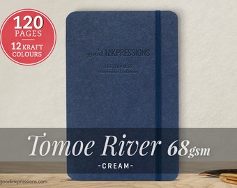 120 pg TOMOE RIVER CREAM 68gsm Notebook - Perfect Gift -iPad Mini Size - Fountain Pen Friendly - Extra Durable Construction