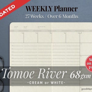 TOMOE RIVER 68 g/m² - Agenda settimanale su due pagine - Inserti TN - Quaderni e agende - Carta per penna stilografica - 10 formati - 13 colori