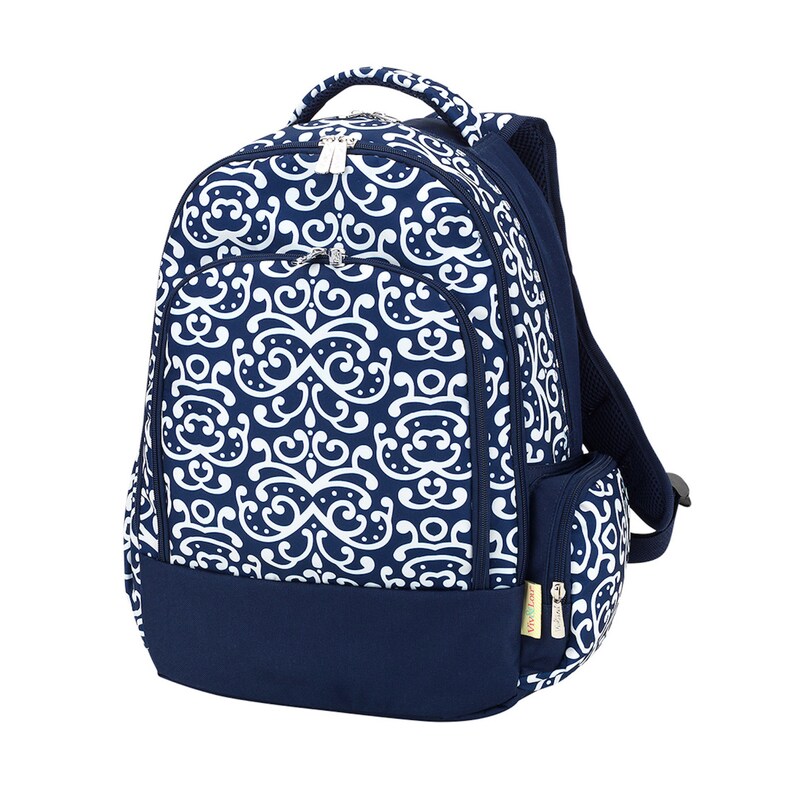 Backpack Kids Navy Backpack for Girls Monogrammed Backpack Danni Viv and Lou Backpack White Personalized Backpack