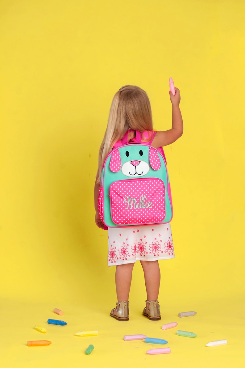 Personalized Preschool Backpack Preschool Backpack Girl Viv and Lou Backpack Pink Puppy Backpack Pre-K Backpack Puppy Backpack