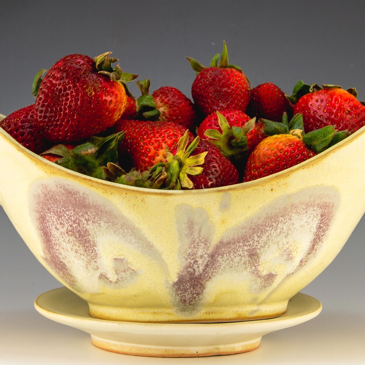 Handmade White/purple Abstract Butterfly Berry Bowl and Saucer - Etsy