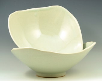 Handmade Porcelain Altered Rim Three Bowl Set