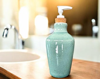 Handmade Translucent Light Blue Porcelain  Soap Dispenser