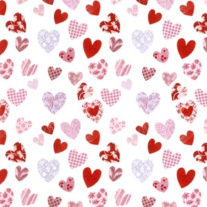 Hearts Patterned Ceramic Decal, Glass Fusing Decal, Waterslide Decal, Ceramic Transfer