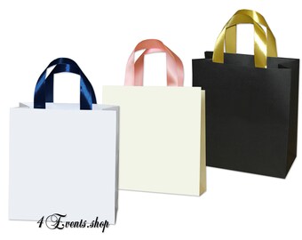 bag paper gift handle bags blank satin items handles ribbon etsy