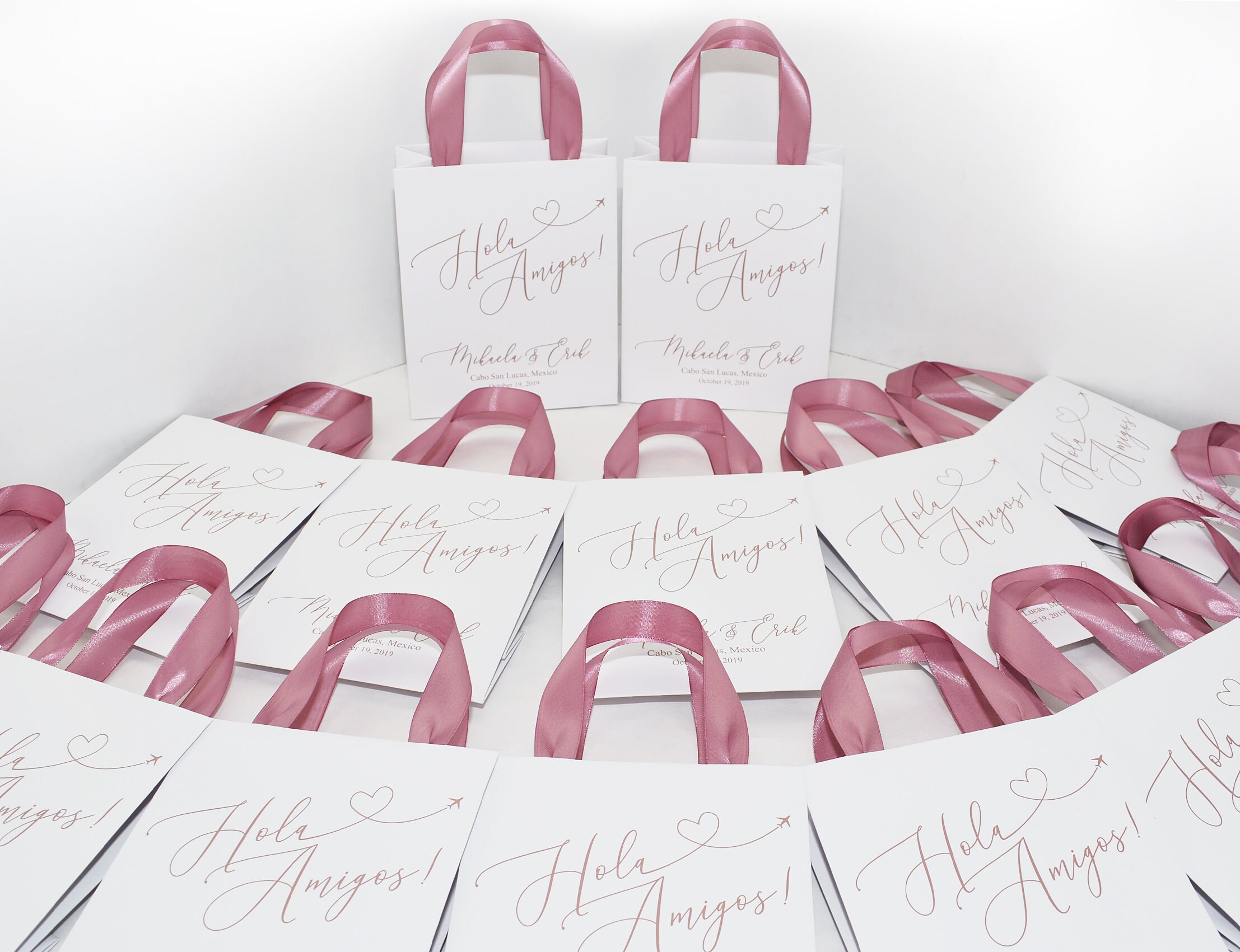 25 Dusty Rose Wedding Favor Bags for Guests Hola Amigos | Etsy