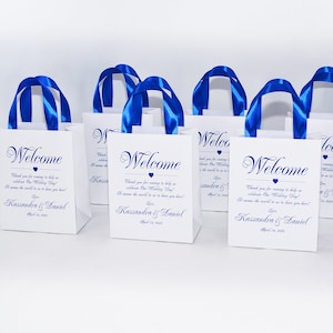 Chinco Welcome Bags White Wedding Gift Bags for Hotel Guests Black Letters  Wedding Bags with Handles Paper Wedding Welcome Gift Bags Party Favors Bags