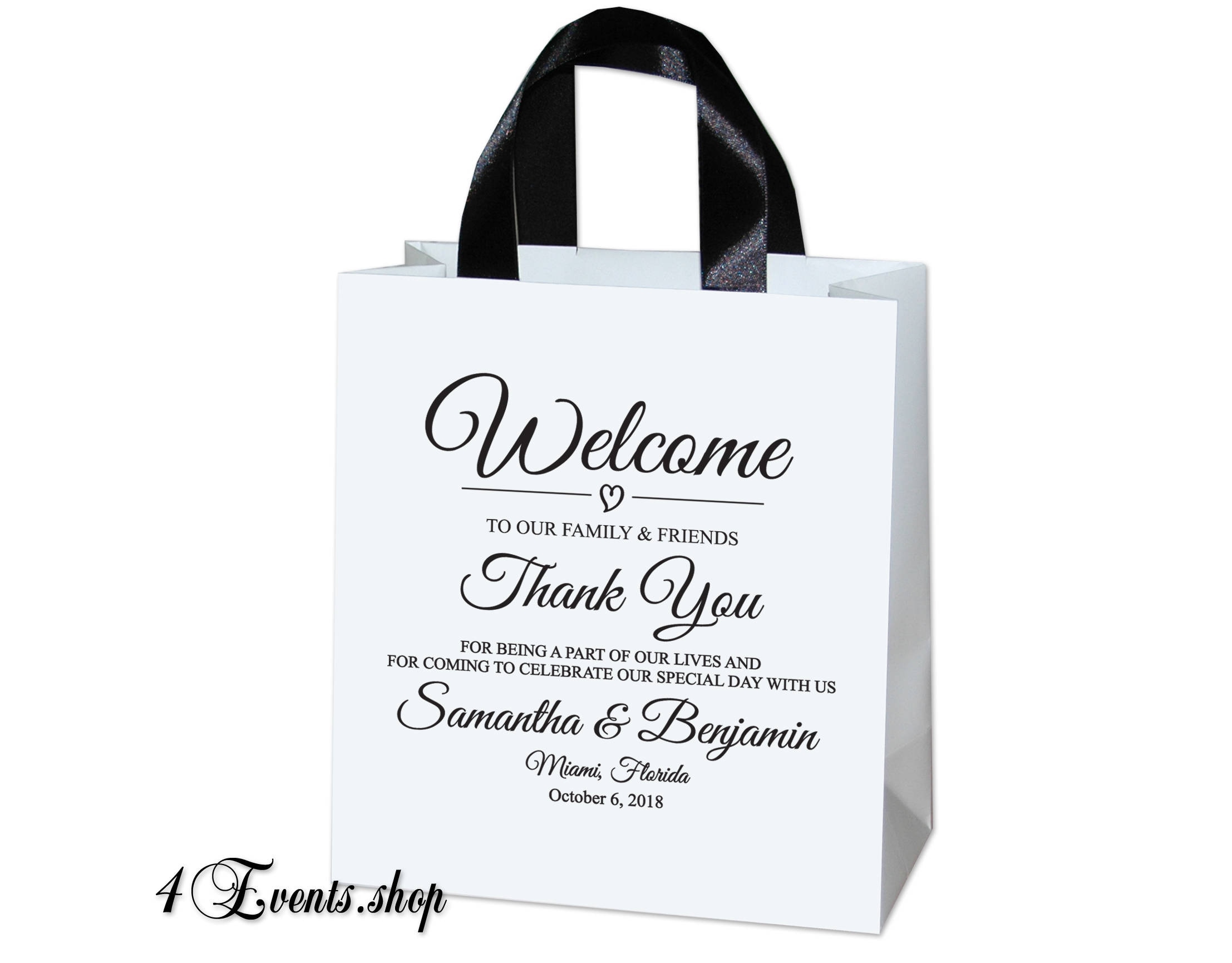 Personalized Wedding Welcome Bags - Custom Ribbon Handles, Set of 30 - Etsy