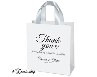 Bolsas de bienvenida de boda personalizadas: regalos de agradecimiento con cinta de raso