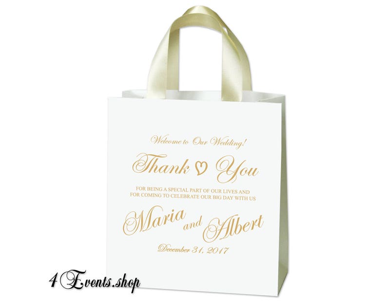 35 Wedding Welcome Bags With Ivory Satin Ribbon Handles and - Etsy