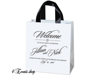 Personalized Wedding Welcome Bags – Elegant Favor Bags with Satin Ribbon