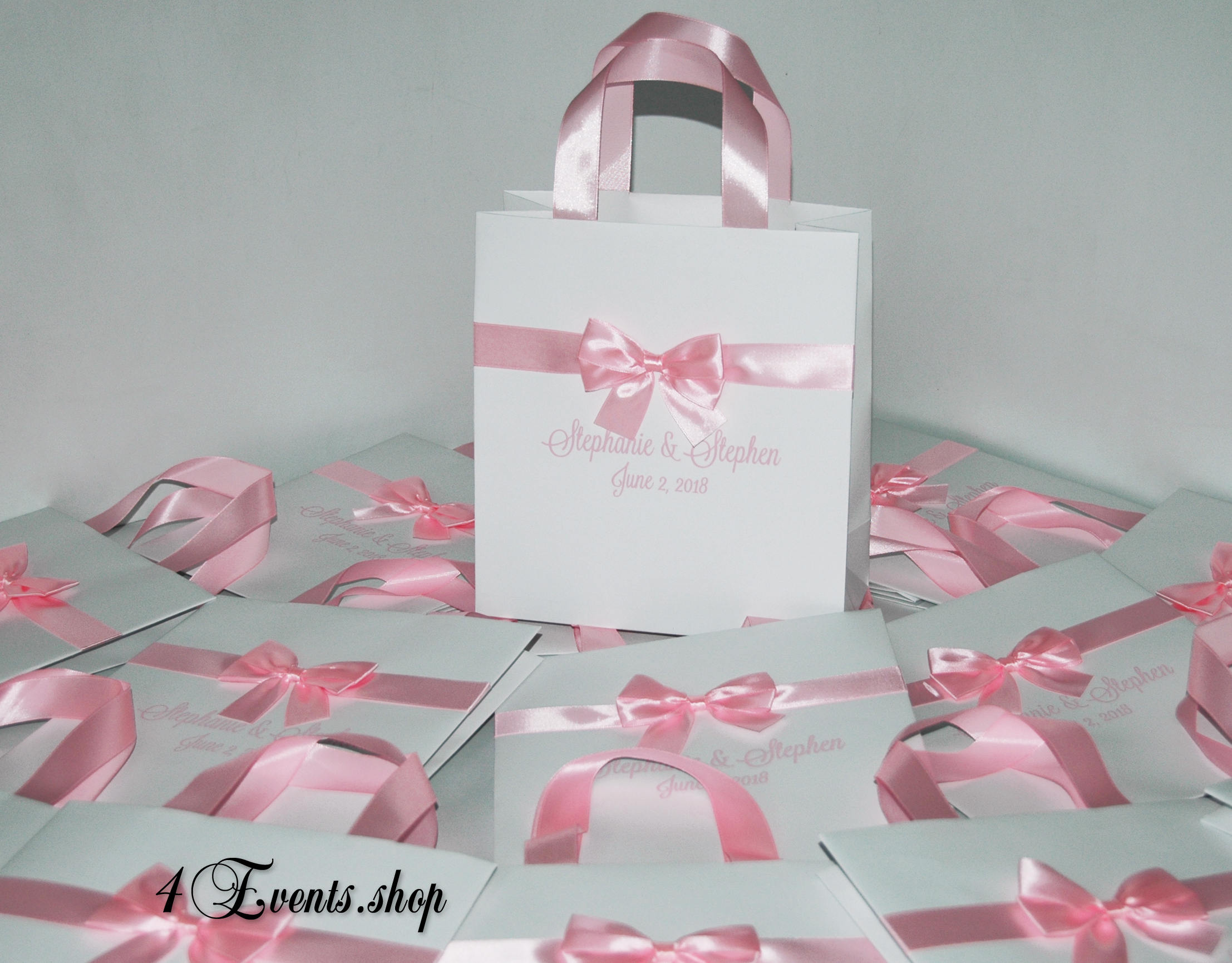 Wedding Gift Bags With Satin Ribbon Handles Bow and Your - Etsy