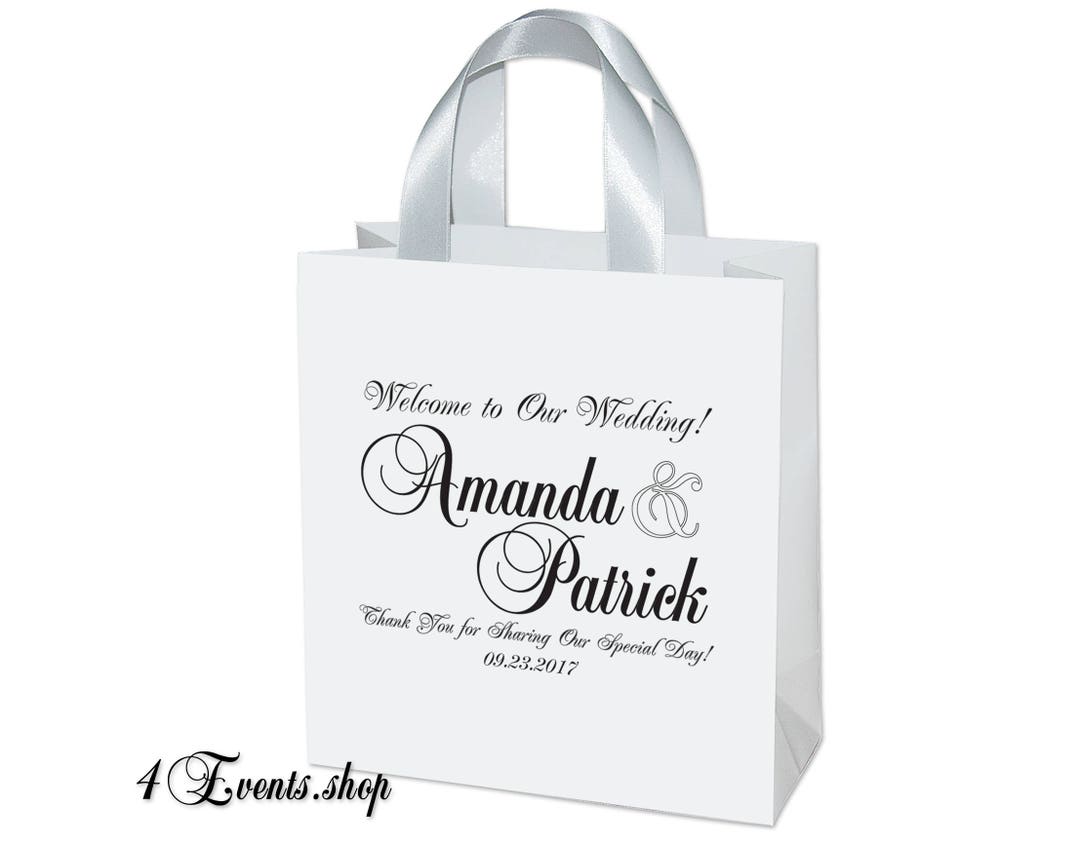 25 Thank You Wedding Welcome Bags With Satin Ribbon Handles and Your ...