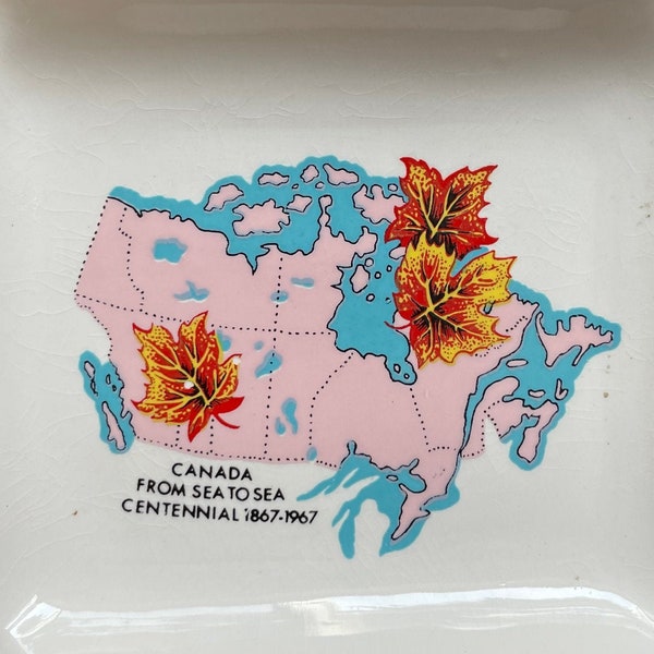 Vintage 60s Canada Ring Dish, Jewelry, Watch, Cuff Link Storage / '67 From Sea To Sea Centennial / Mid-Century Repurposed Souvenir Ashtray