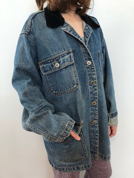 Vintage 80s Denim Bill Blass Coat Size Medium / O… - image 3