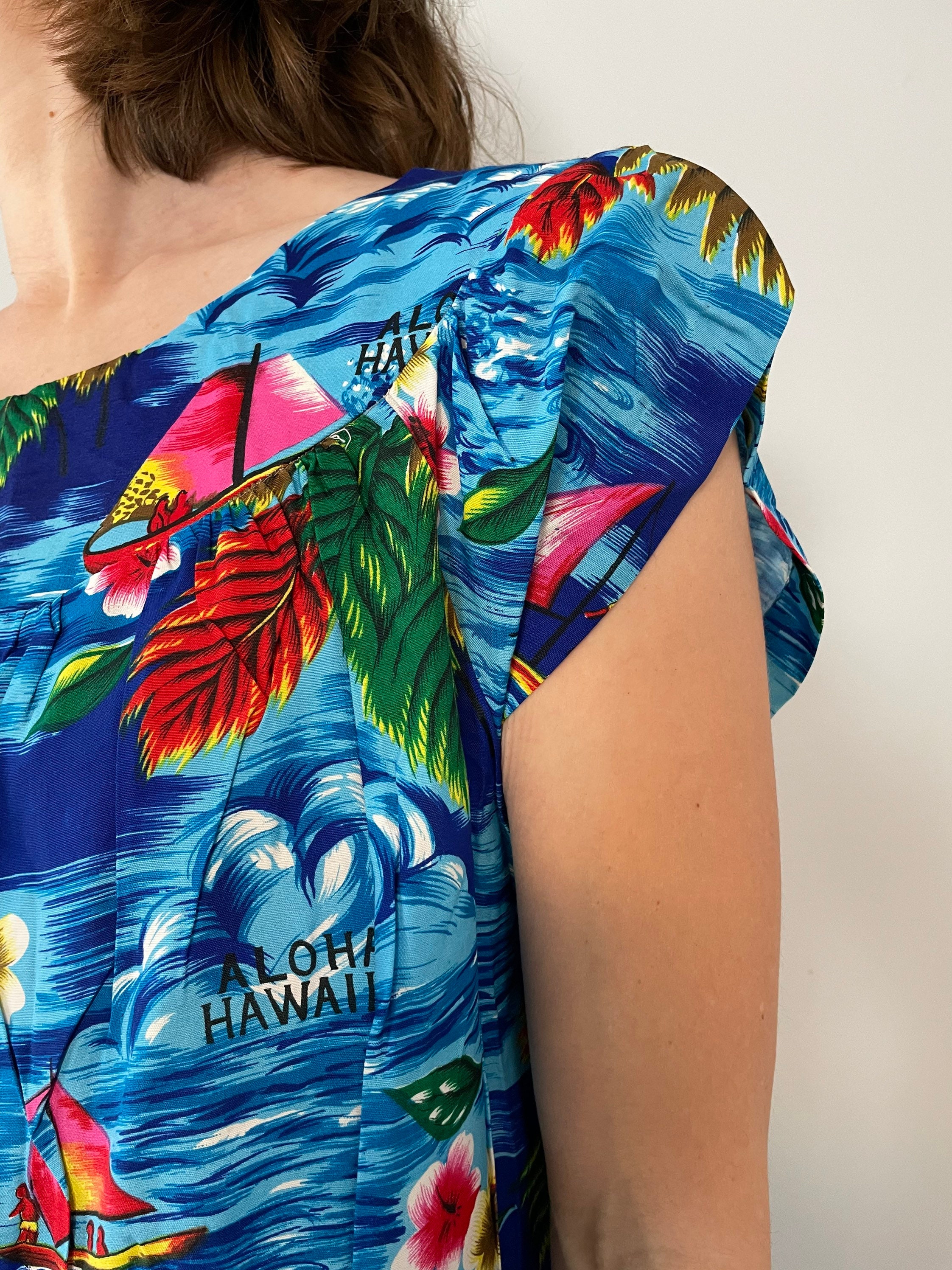 Vintage Hawaiian Island Fashions Short Mumu Style Dress