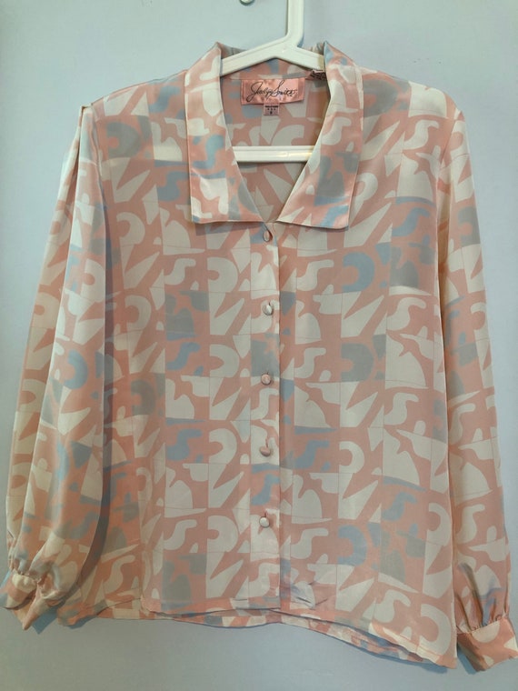 Vintage Jaclyn Smith Pastel Pink Geometric Print … - image 5