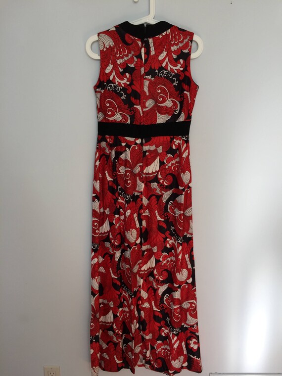 Vintage 60s Red, Black and White Maxi Dress / One… - image 5