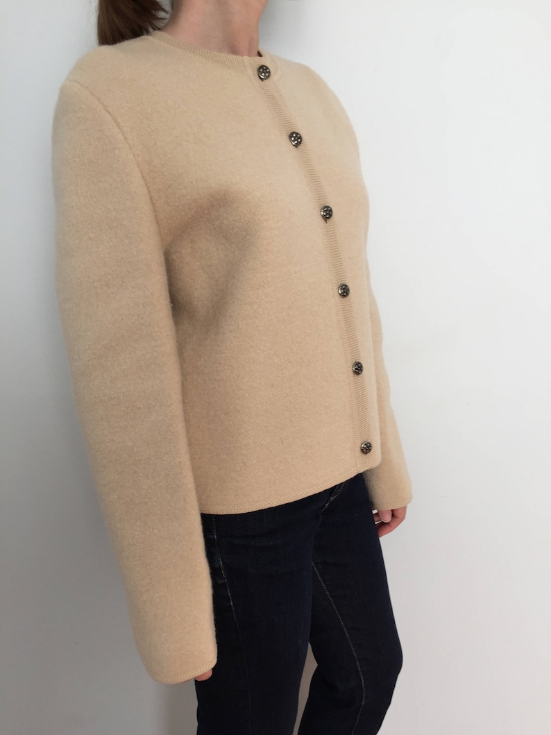 Skyr 60s Fall Coat Thick Wool Sweater Coat Pure Wool Short Jacket Button Up Fall Jacket or Winter Sweater 1960/'s Boxy Vintage Coat